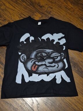 Men Black Graphic Tee with Character Print